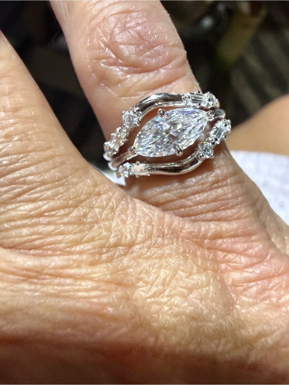 2CT Moissanite Statement Ring - Sterling Silver with Rhodium